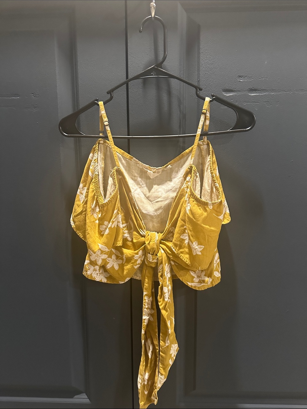 Billabong Mustard Yellow Floral Front-Tie Camisole